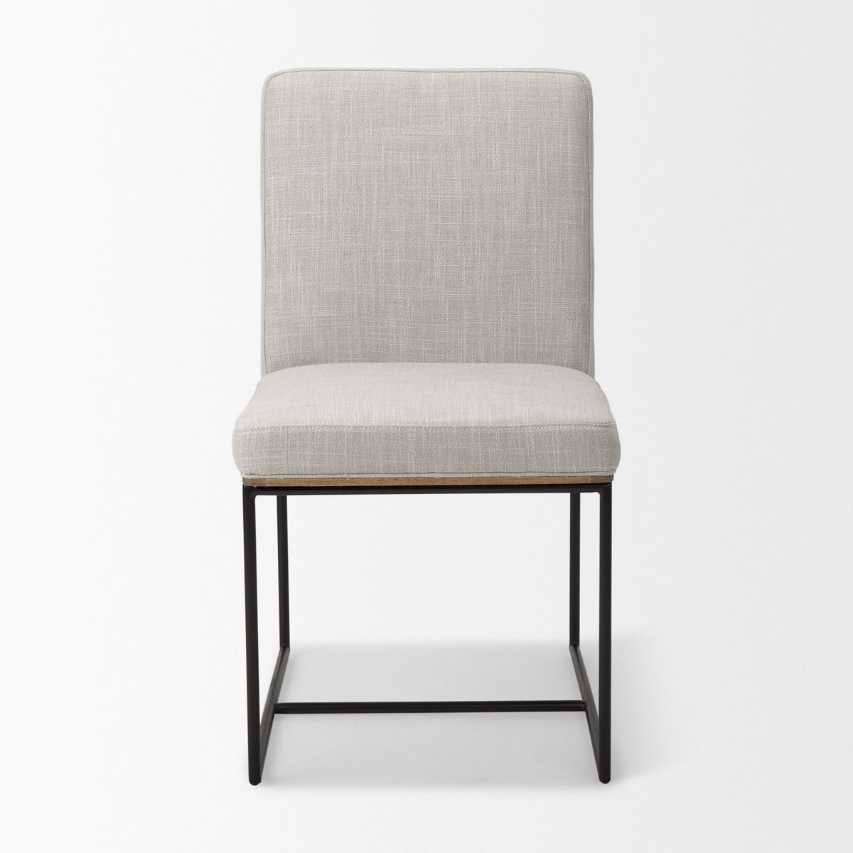 Stamford High-Back Dining Side Chair | Beige Linen with Black Metal, Dining Chair by Mercana, 19" length x 25" width x 35.25" height View 4
