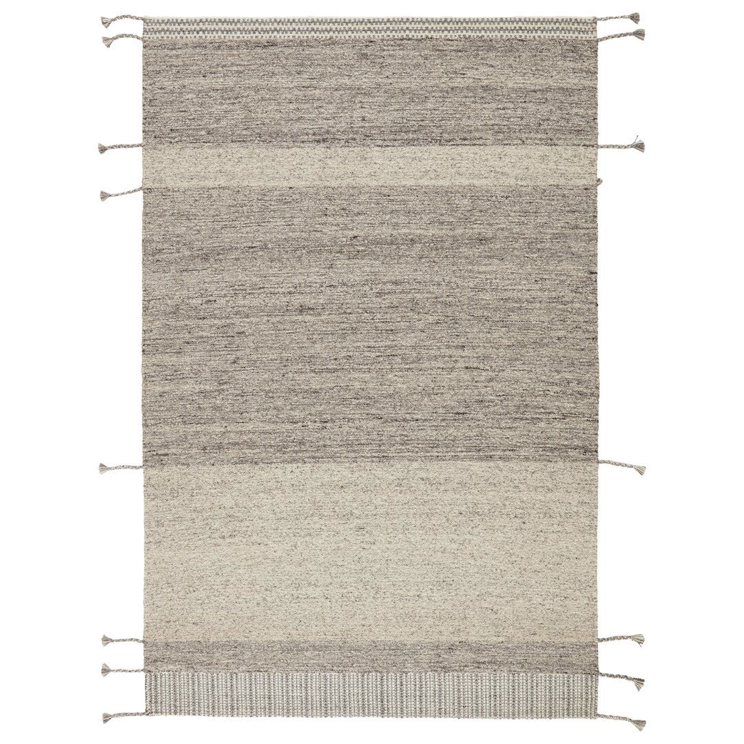 Striped Handmade Handwoven Wool Gray Area Rug large image 