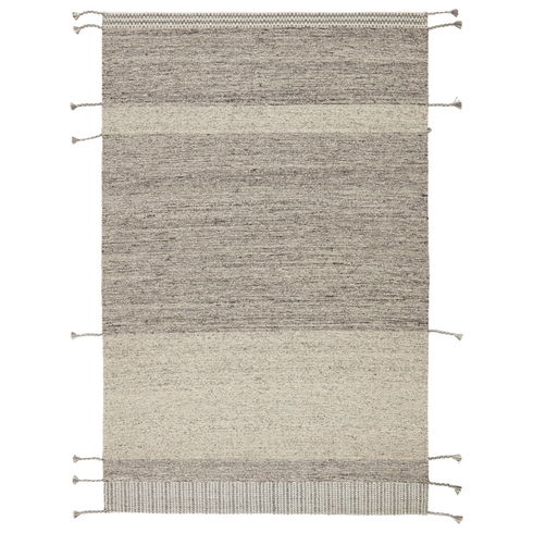 Striped Handmade Handwoven Wool Gray Area Rug