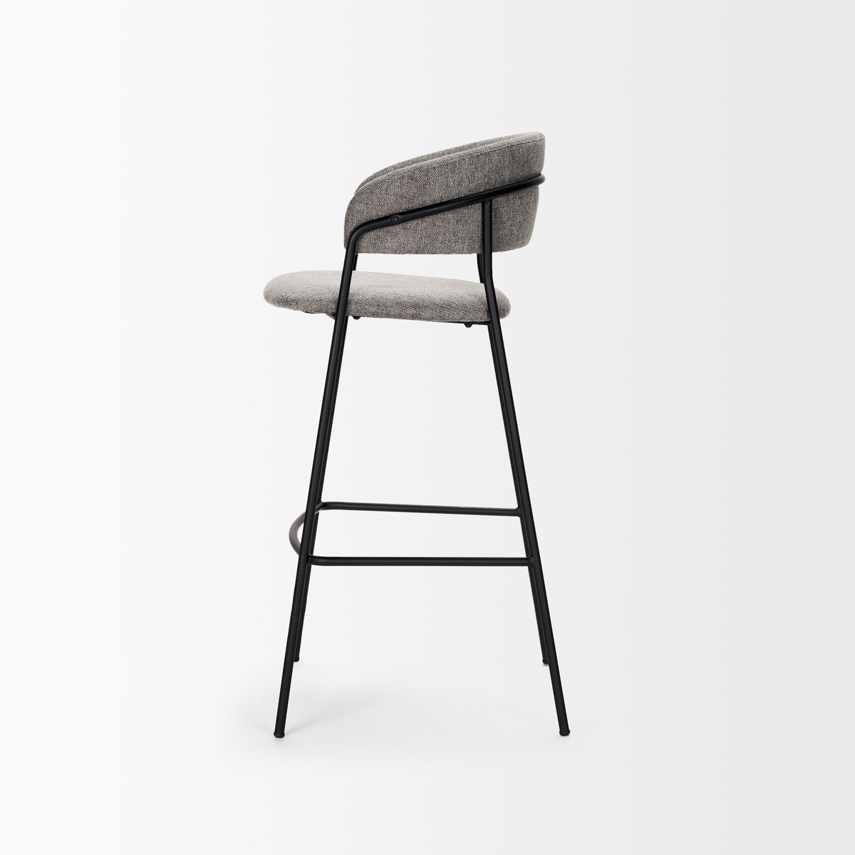 Carolyn Bar Stool with Gray Fabric & Matte Black Metal, Counter & Bar Stool by Mercana, 19.25" length x 20.4" width x 39.75" height View 4