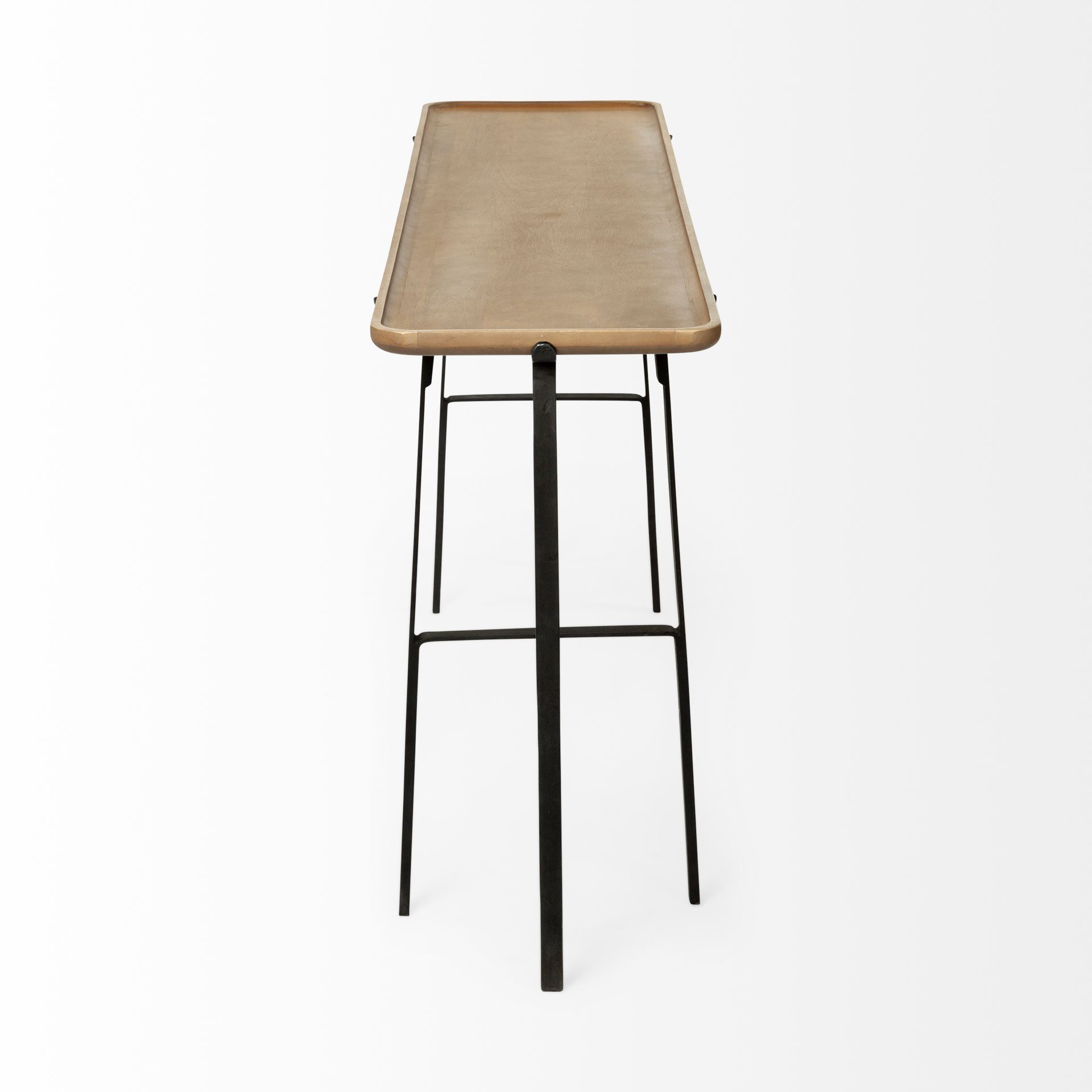 Helios II 60L x 14W x 29H Rectangular Brown Raised Edge Top Console Table, by Mercana, 60" length x 14" width x 29" height View 5