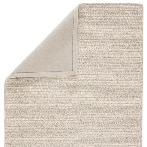 Grams Handmade Solid Cream/ Light Gray Area Rug