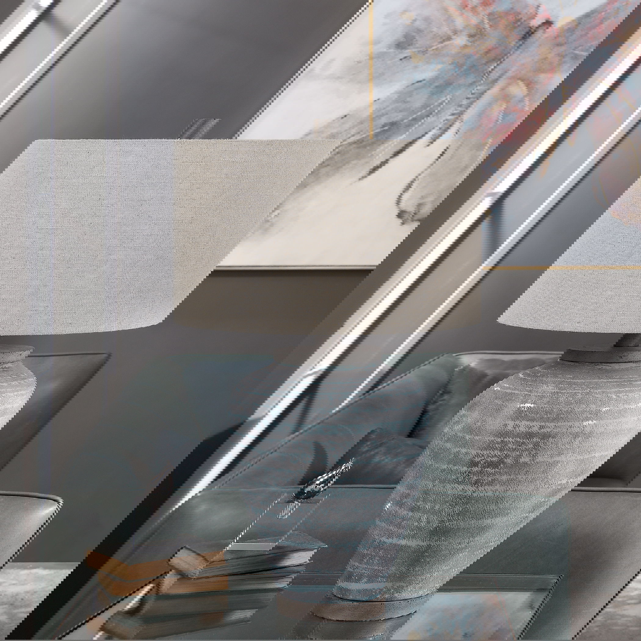 Pelia Light Aqua Table Lamp, by Uttermost, 17" width x 27.5" height x 17" depth View 10