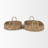 Haini Set of 2 Large Basketweave Seagrass Trays with Loop Handles, Decorative Tray by Mercana, 25.98" length x 16.14" width x 3.94" height thumbnail 4