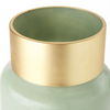 Minty Medium  Green Glass Vase with Matte Gold Metal Neck Cuff, by Mercana, 8.66" length x 8.66" width x 12.44" height thumbnail 7