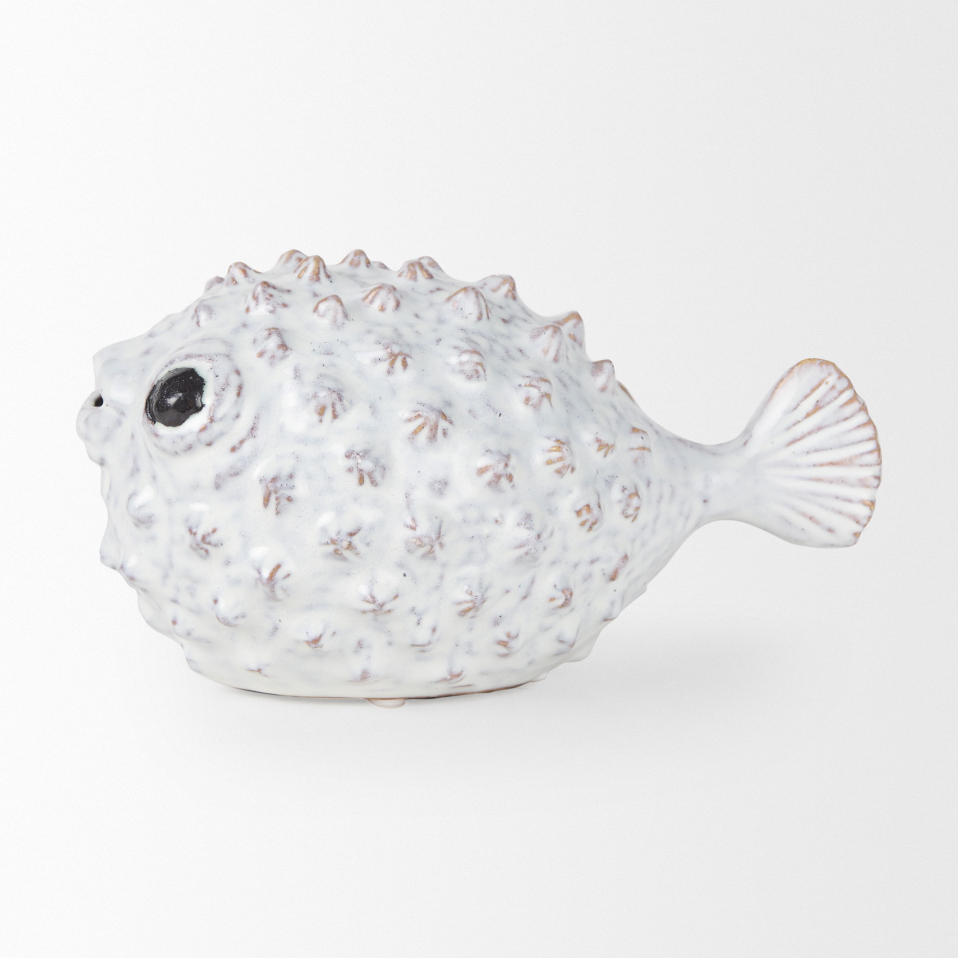 Spike II (Large) 10L x 6W Off-White Ceramic Puffer Fish large image 