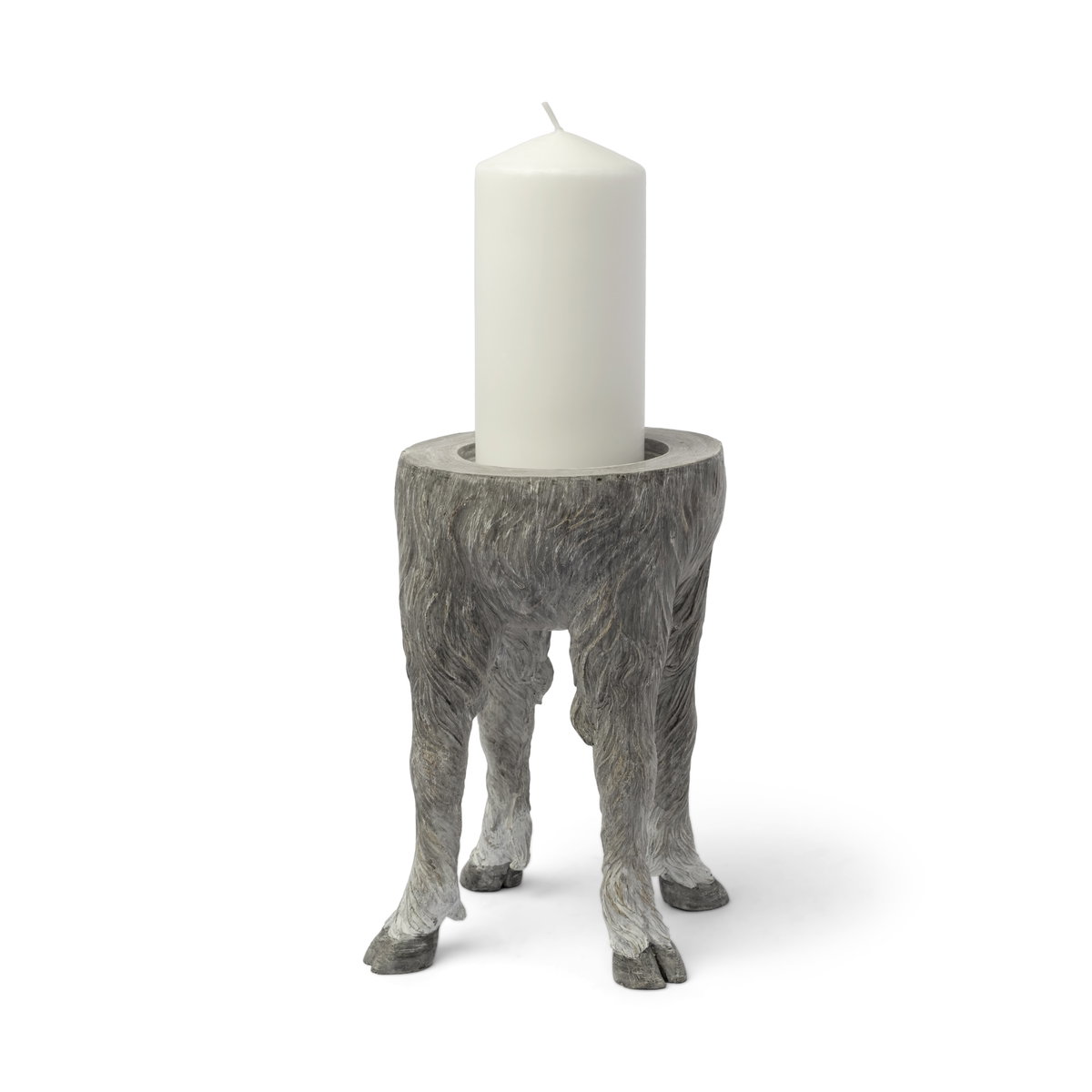 Pan Large Gray Ceramic Hoofed Table Candle Holder, Candles & Candle Holder by Mercana, 5" length x 5" width x 9" height View 1