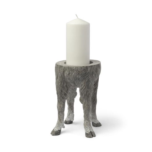 Pan Large Gray Ceramic Hoofed Table Candle Holder