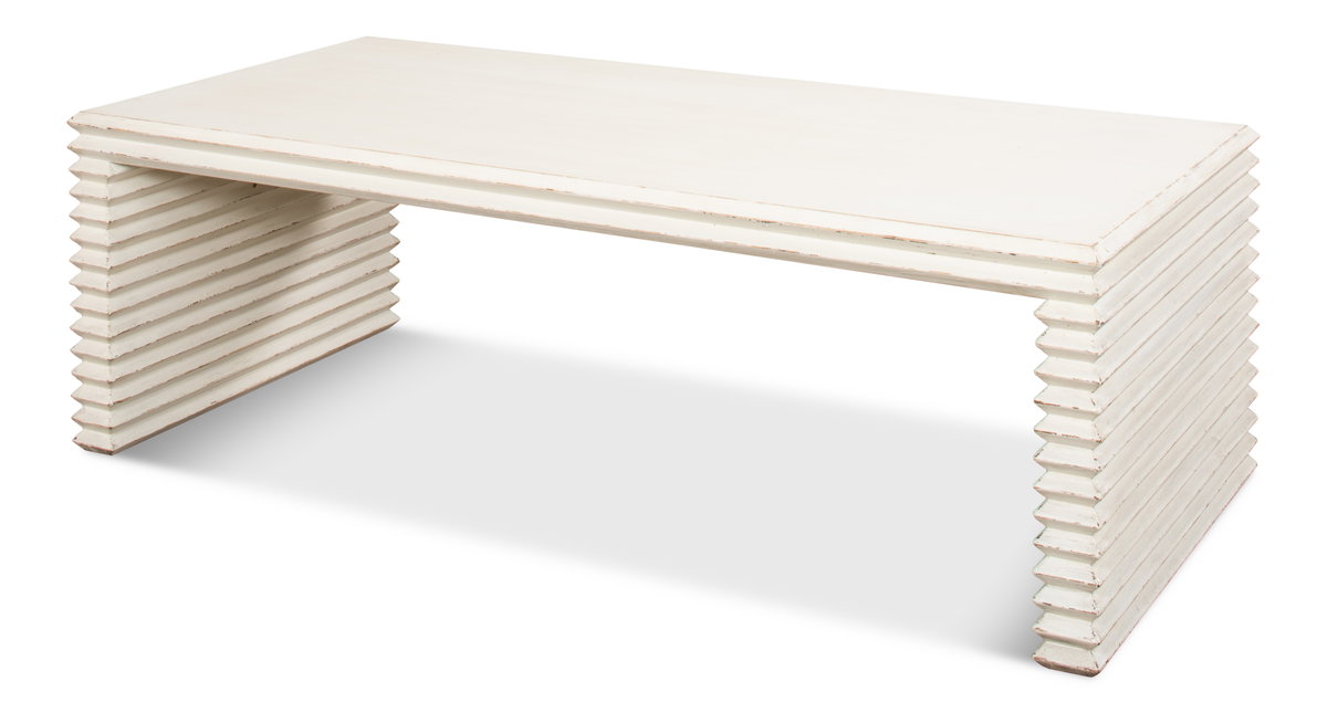 Stacked Cocktail Table  Antique White, by Sarreid, 2'2" length x 4'7" width x 1'6" height View 1