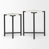 Lucas III (Set of 2) 15L x 15W; 12L x 12W White Marble with Black Iron Frame Accent Tables, Side & End Table by Mercana, 15" length x 15" width x 24" height thumbnail 6