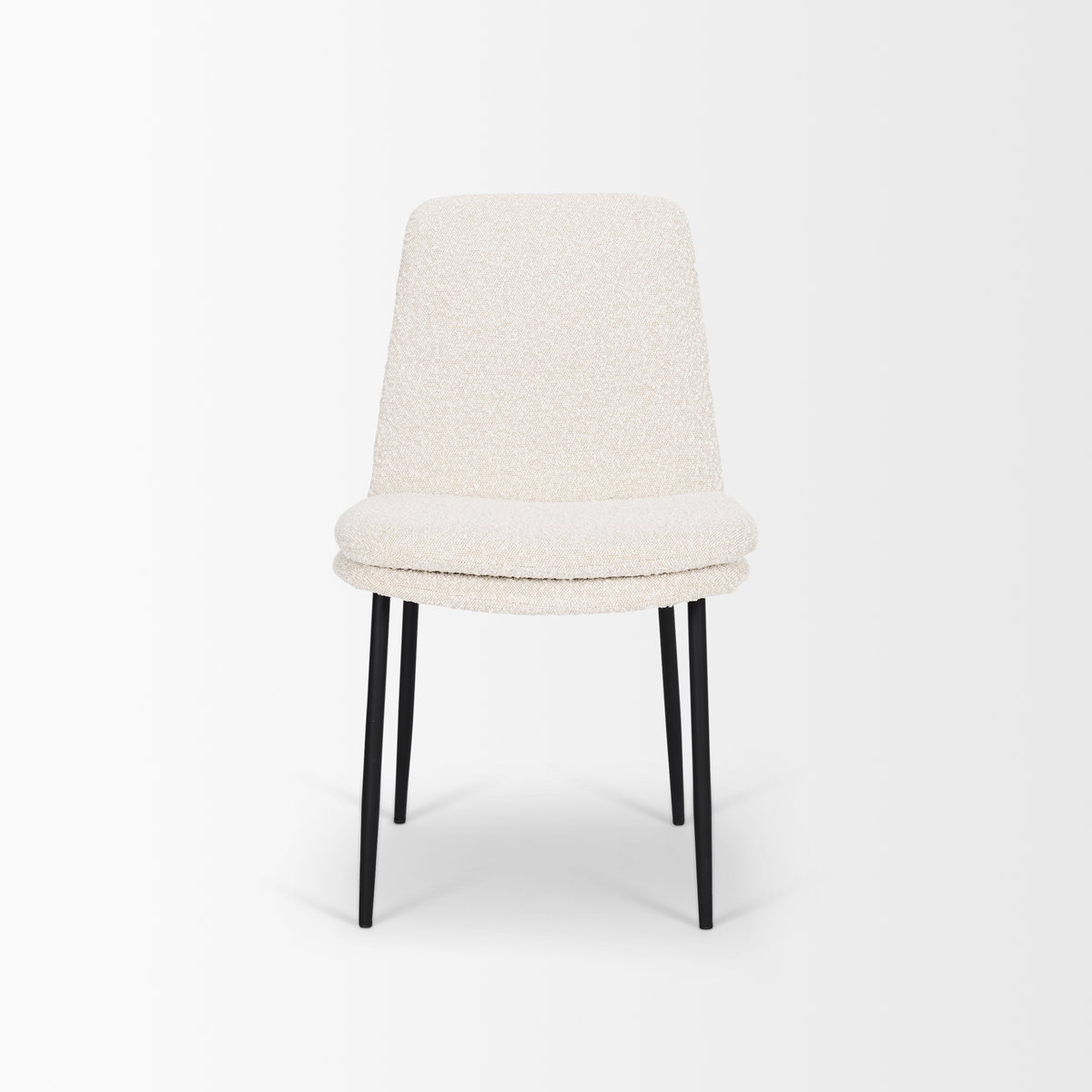 Eve Curved Back Dining Side Chair | Cream Boucle with Black Metal, Dining Chair by Mercana, 24.5" length x 19.5" width x 33.5" height View 6