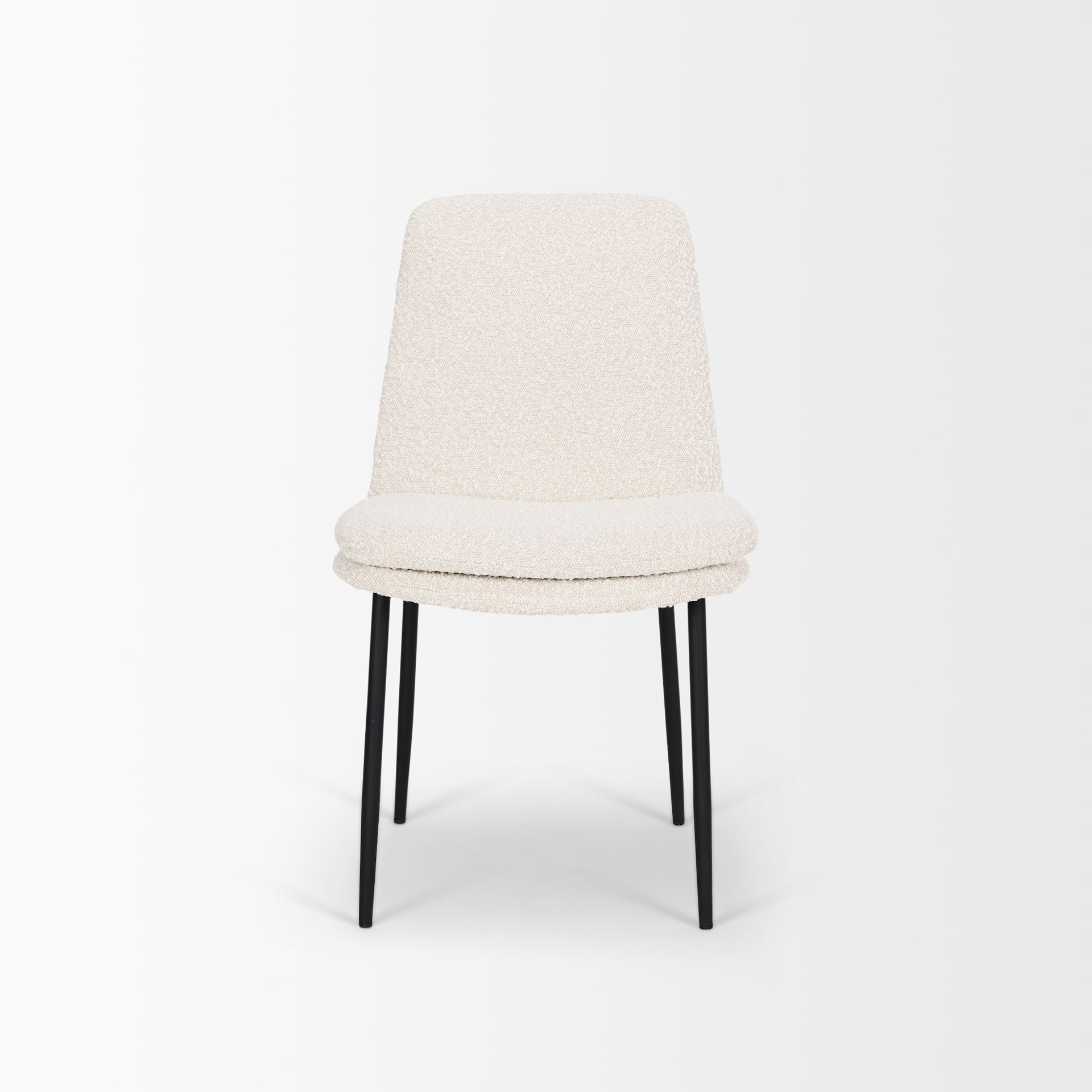 Eve Dining Chair with Cream Boucle Fabric & Matte Black Metal, by Mercana, 24.5" length x 19.5" width x 33.5" height View 4