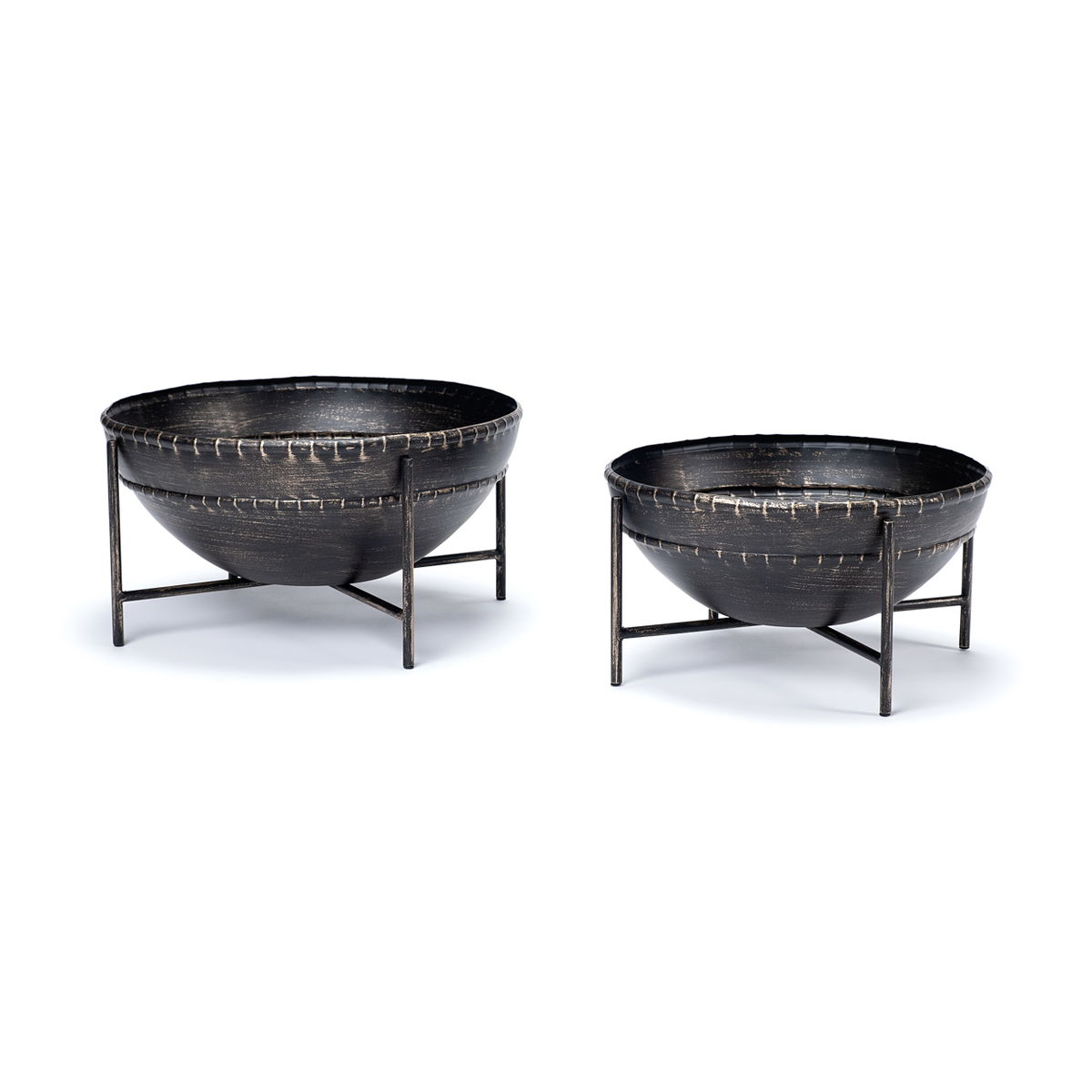 Cauldron (Set of 2) Brown Metal Bowls, Decorative Bowl by Mercana, 16" length x 16" width x 8.3" height View 5