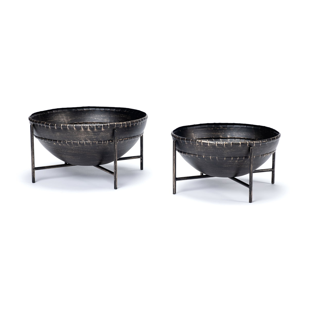 Cauldron (Set of 2) Brown Metal Bowls, Decorative Bowl by Mercana, 16" length x 16" width x 8.3" height View 5