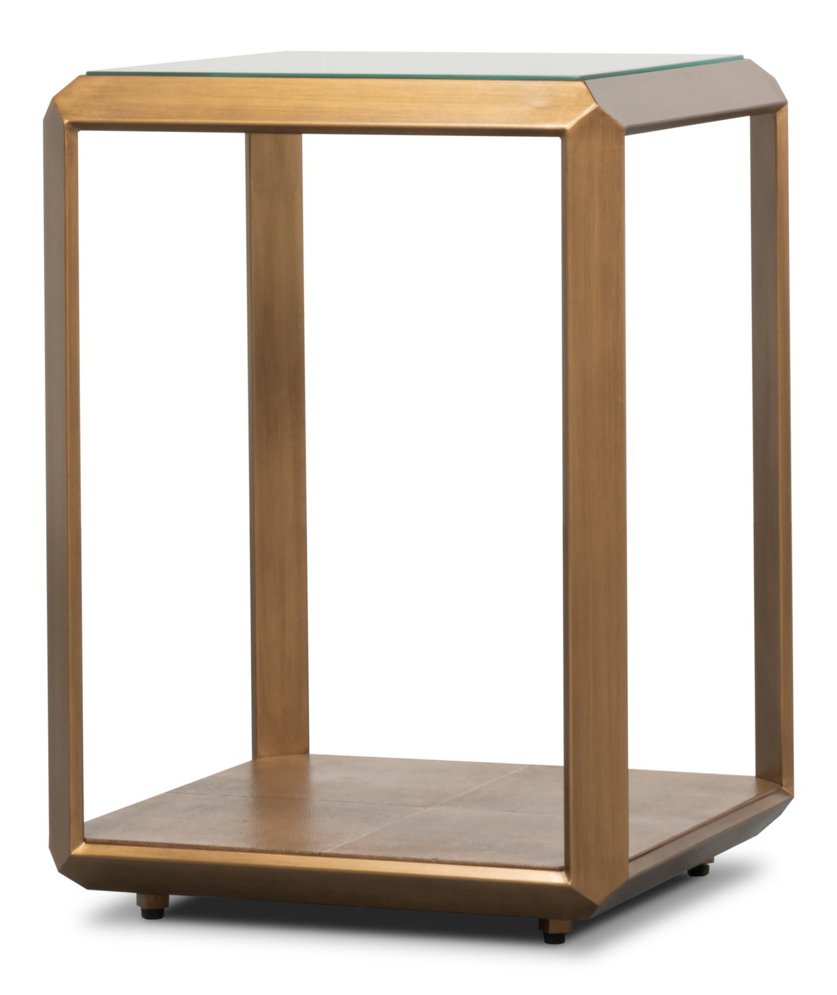 Gilbert Shagreen Side Table  Tawny Brown, by Sarreid, 1'6" length x 1'6" width x 2' height View 4