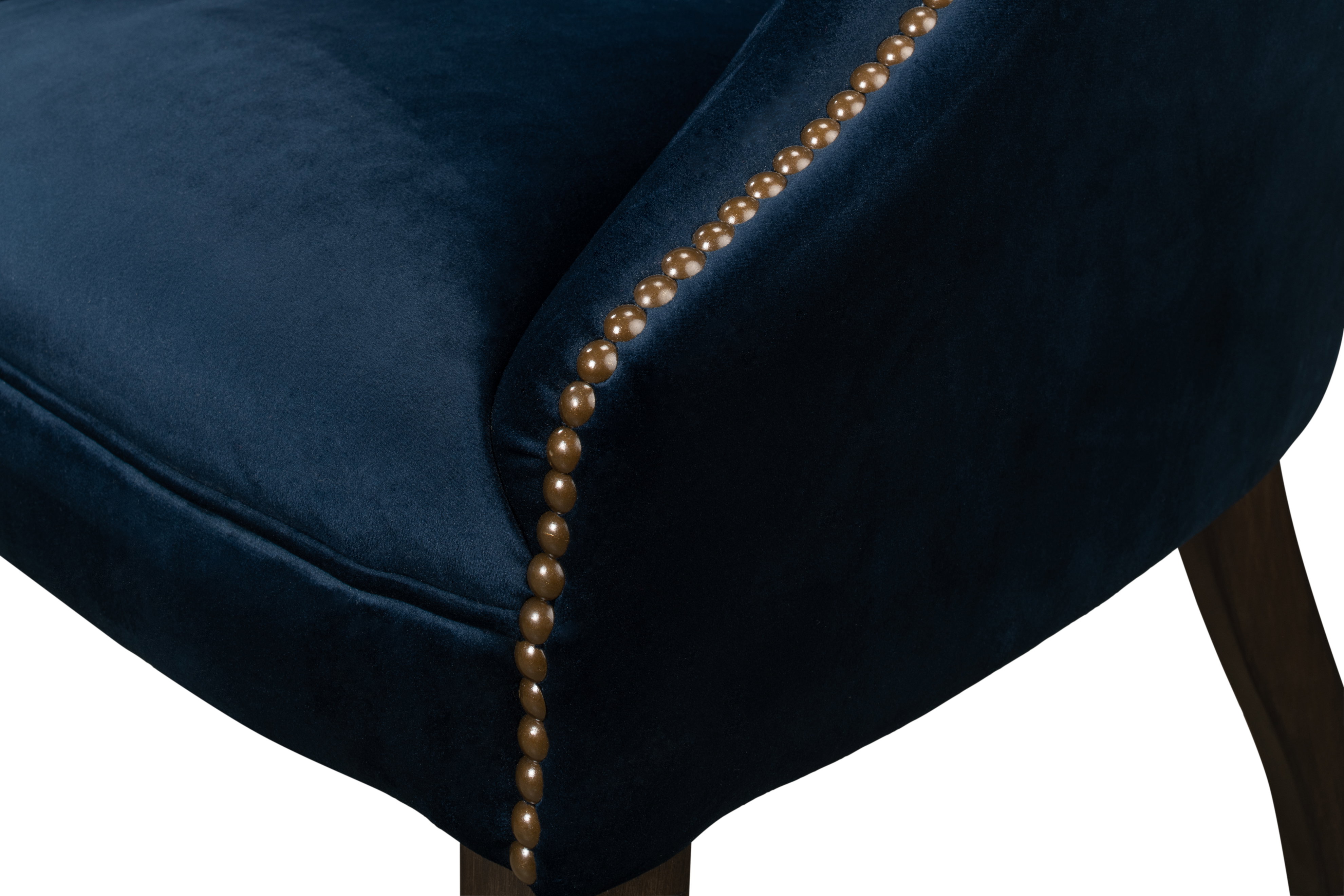 Princess Chair, Blue, Accent Chair by Sarreid, 30" length x 26" width x 34" height View 4