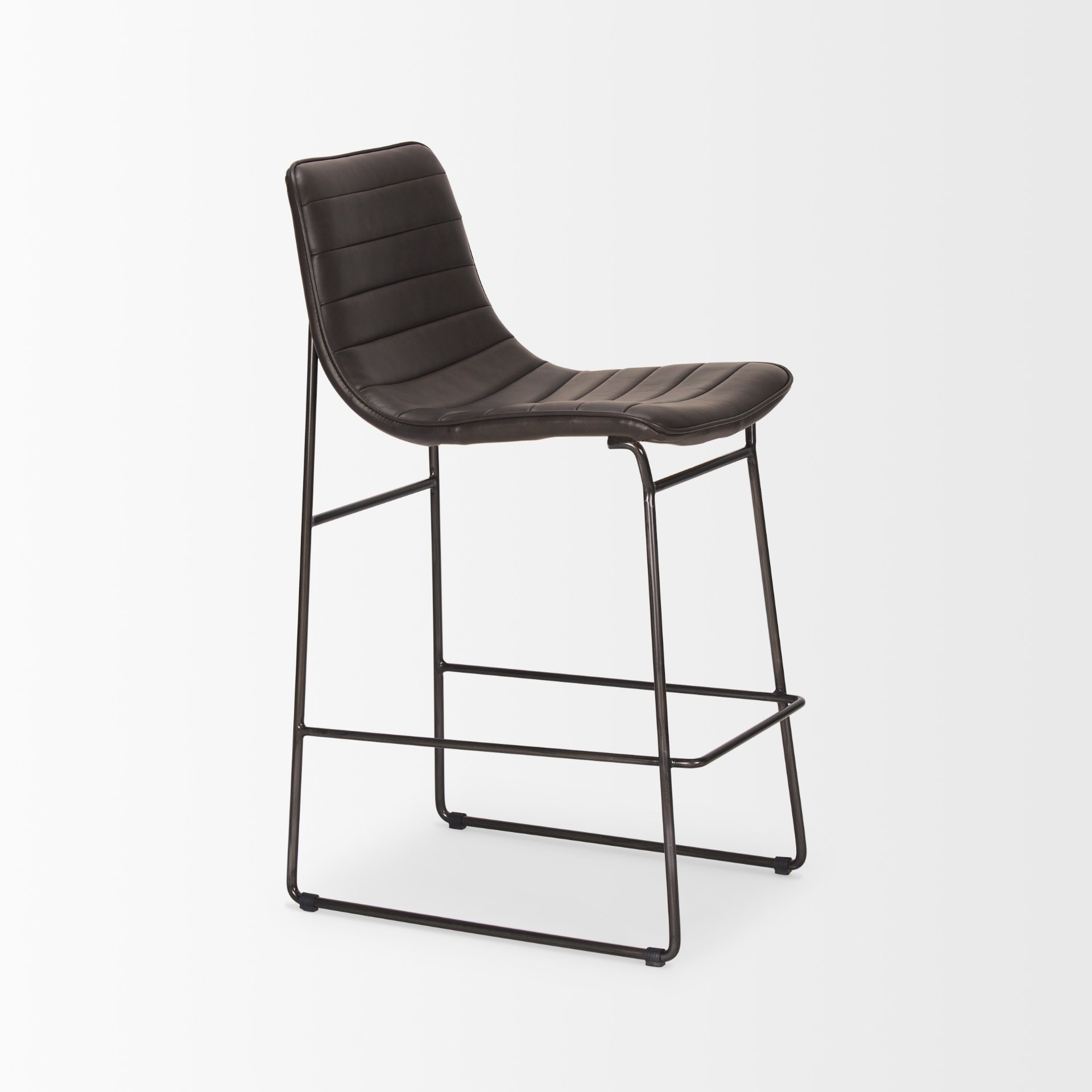 Meritt 37'H Black Faux-Leather Seat with Black Metal Frame Stool, Counter & Bar Stool by Mercana, 17.72" length x 21.65" width x 37.8" height View 7