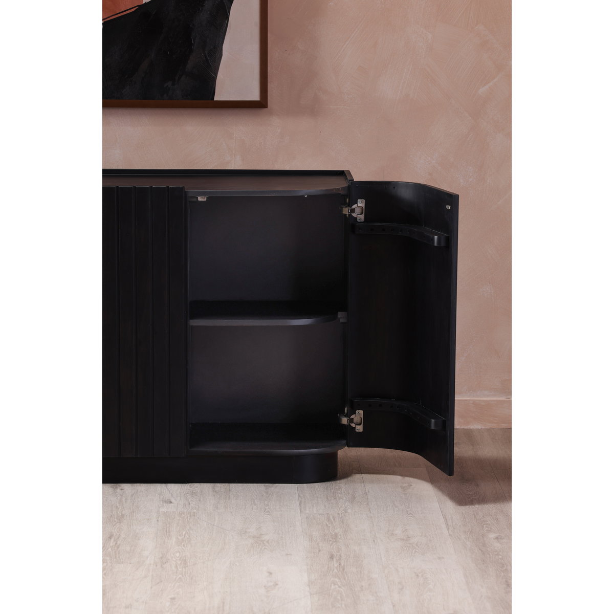 Povera 4 Door Sideboard Black, Cabinets & Sideboard by Moe's Home, 72" width x 32" height x 18" depth View 5