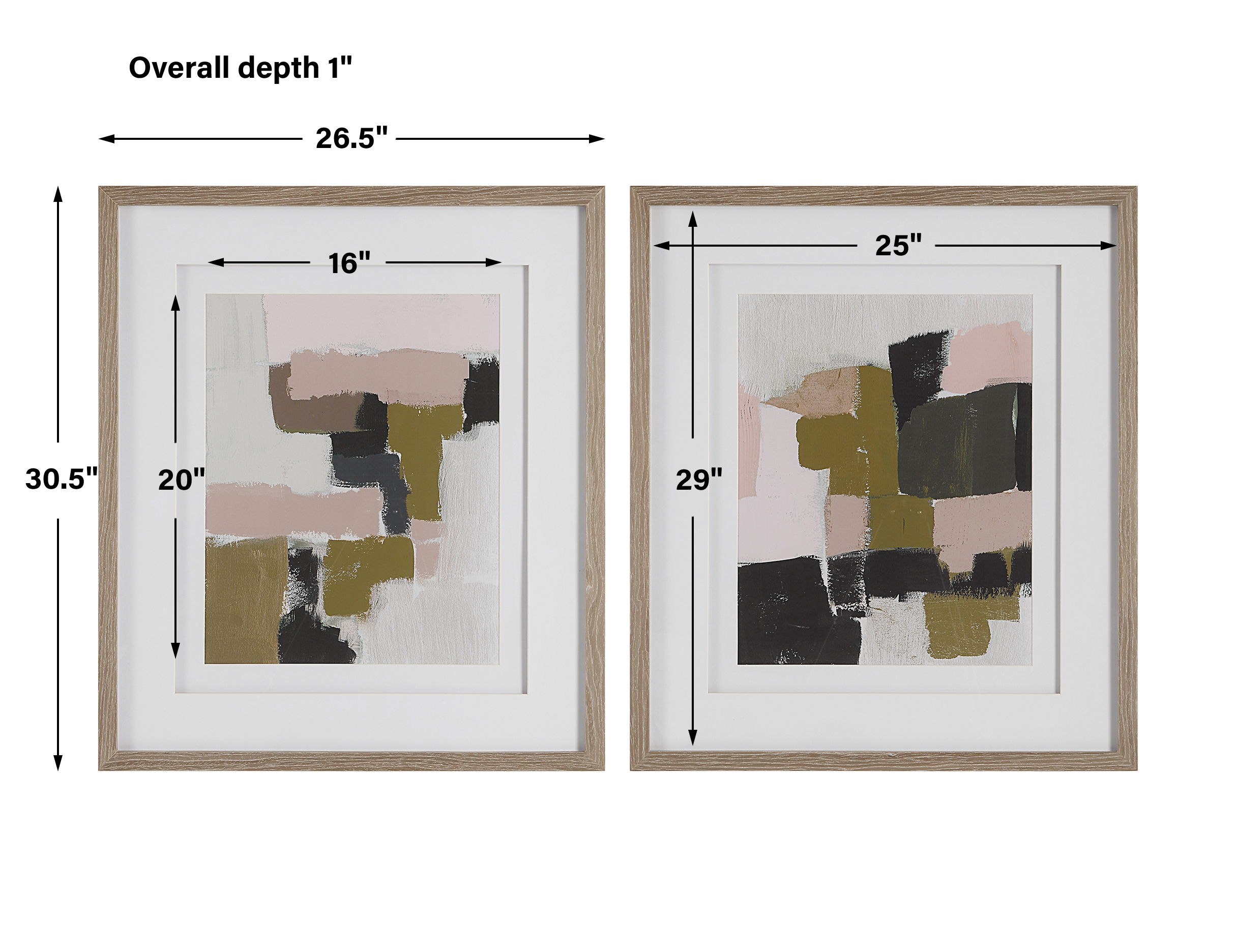 Color Block Framed Prints Set/2, Painting by Uttermost, 26.5" width x 30.5" height x 1" depth View 3