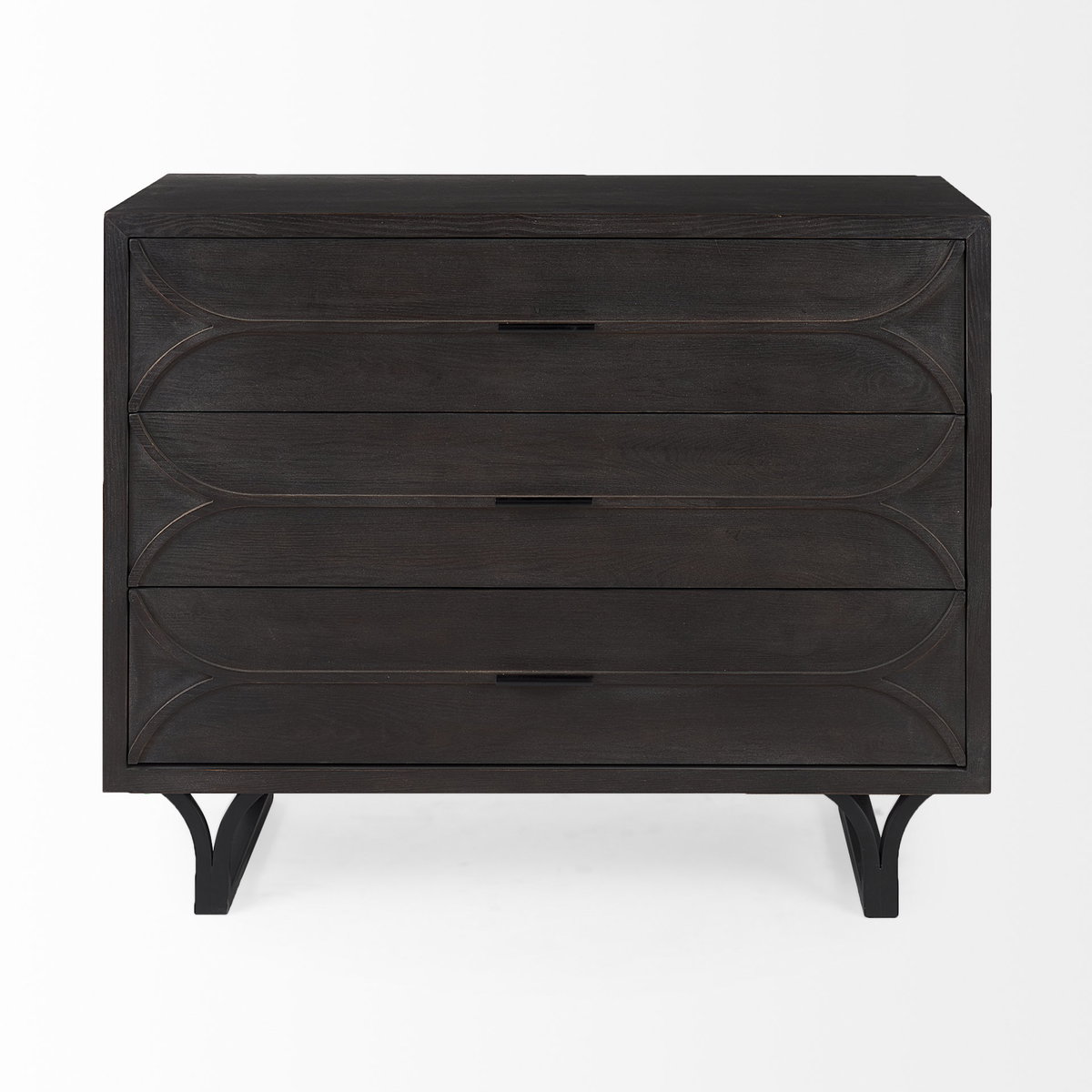 Giselle I 40L x 16W Dark Brown Fir Veneer 3 Drawer Accent Cabinet, Cabinets & Chest by Mercana, 39.96" length x 15.94" width x 31.89" height View 4