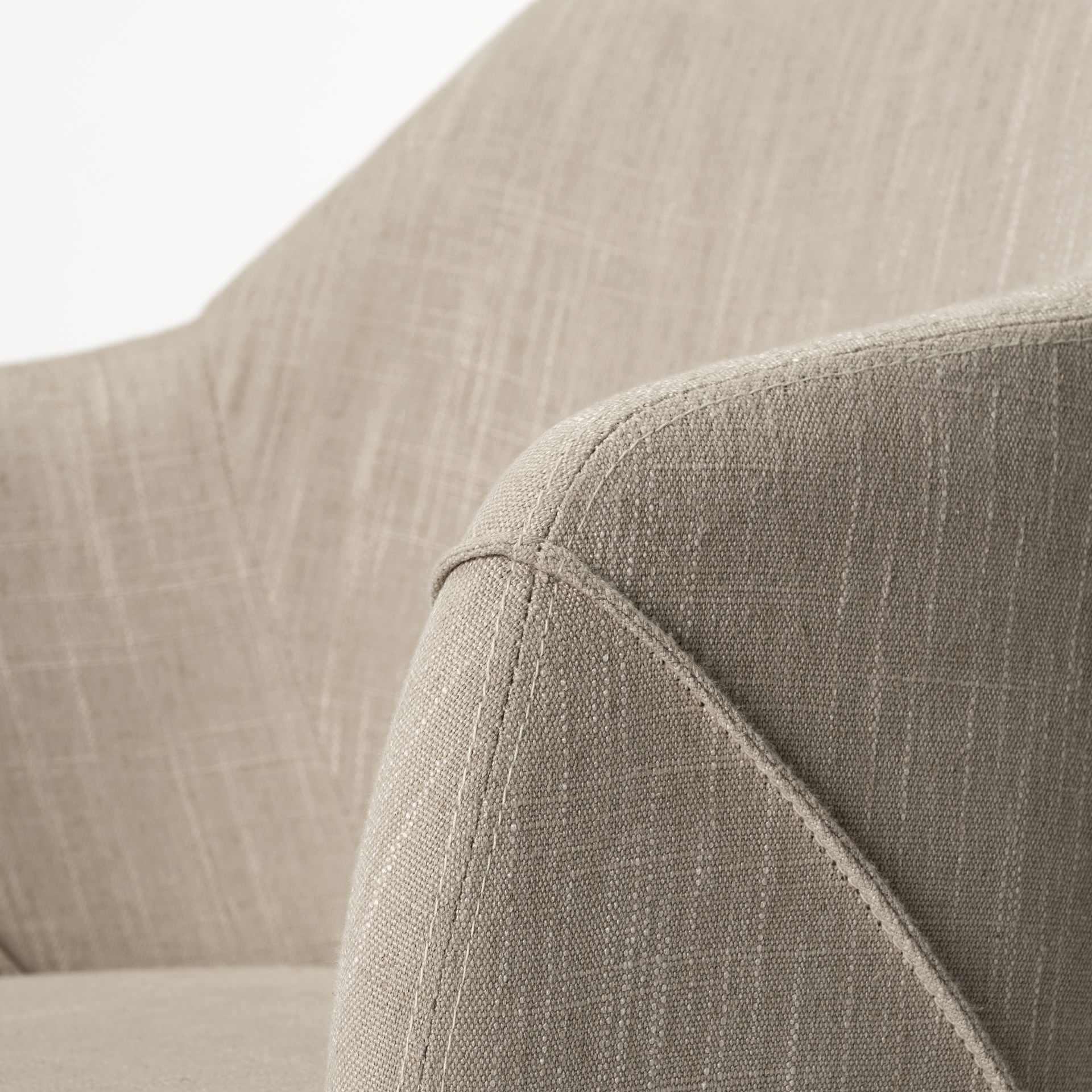 Ronald II Cream Fabric Wrap Brown Wooden Base Dining Chair, by Mercana, 23.25" length x 21.75" width x 32.25" height View 6