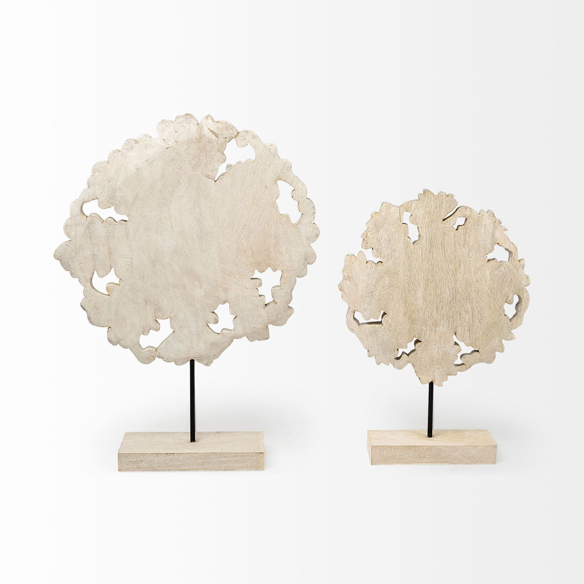 Kamara II (Large) 16L x 4W White Washed Wood with Antiqued Silver  Botanical Decorative Object, by Mercana, 15.95" length x 4" width x 22.24" height View 4