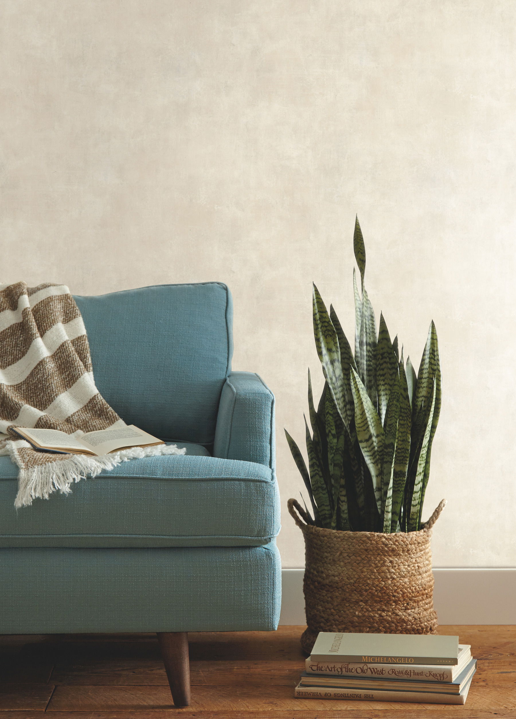 Plaster Finish Cloud Cream Wallpaper, by York Wall, 27' length x 2'3" width x 0.02" depth View 2