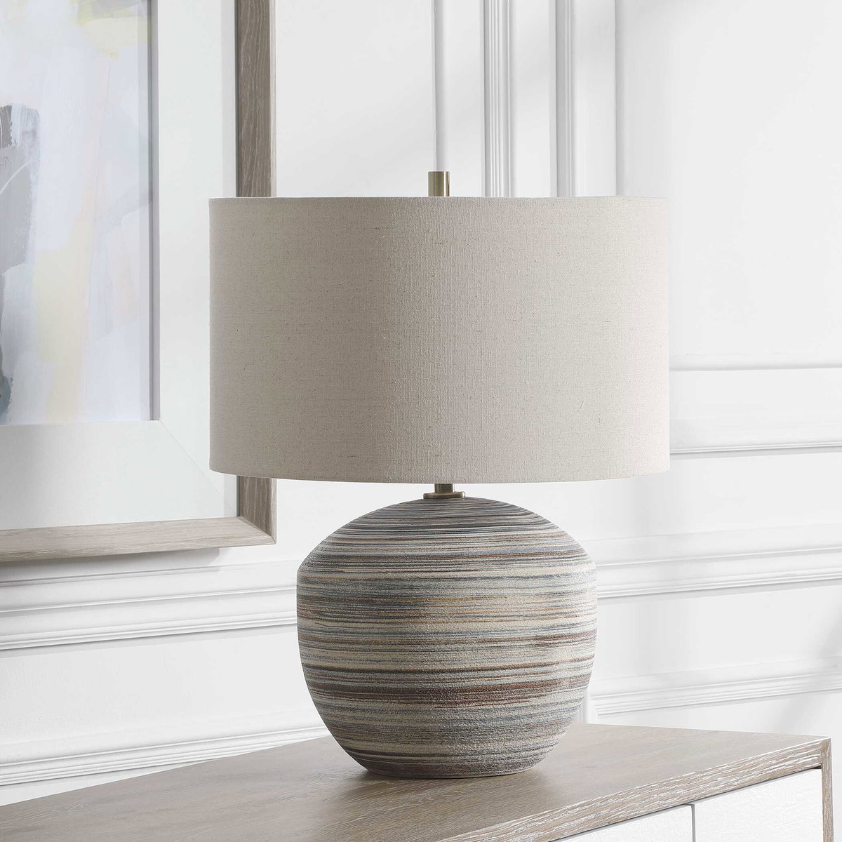 Prospect Striped Accent Lamp, by Uttermost, 1'5" width x 1'10" height x 1'5" depth View 4