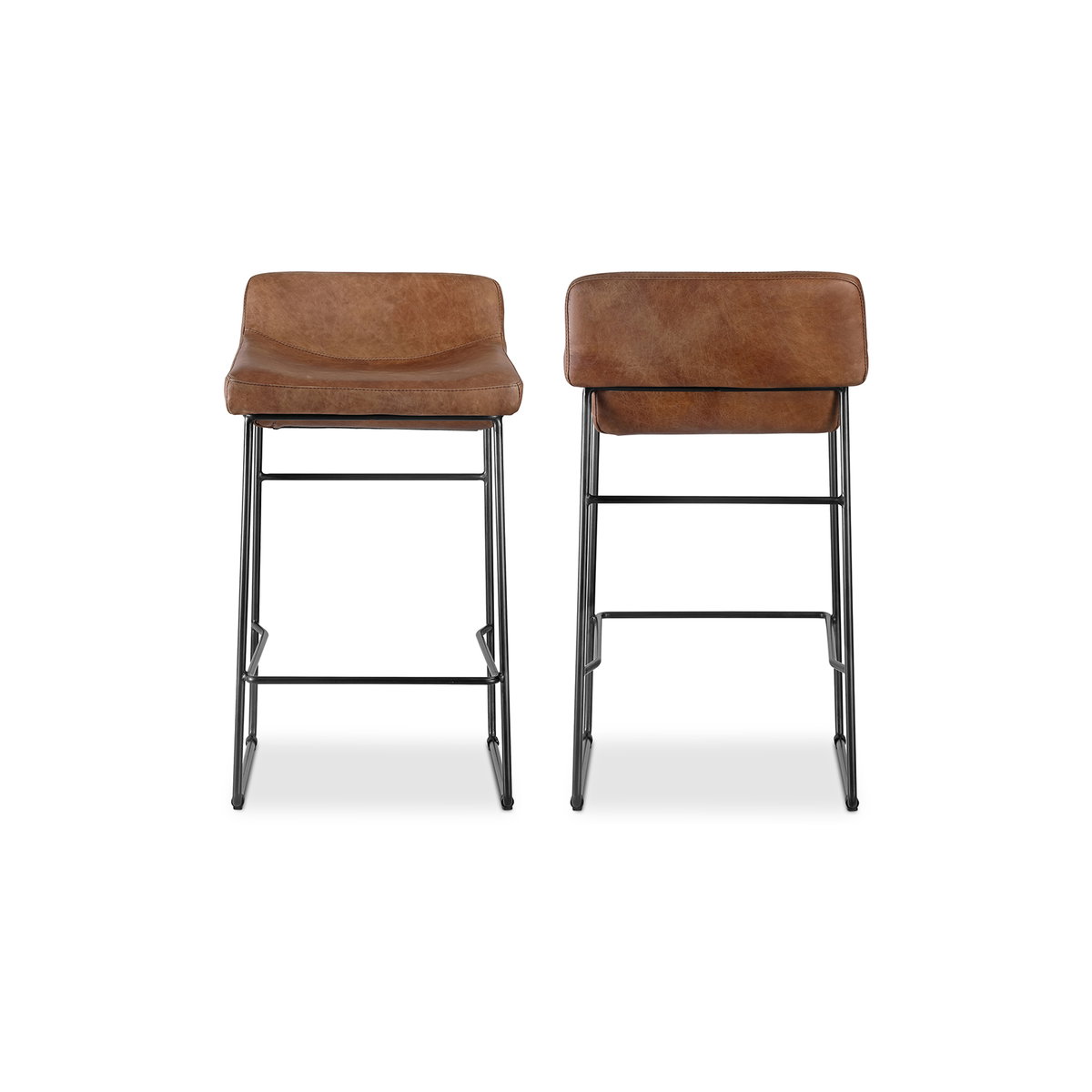 Starlet Counter Stool Open Road Brown Leather - Set Of Two, Counter & Bar Stool by Moe's Home, 17" width x 32" height x 20" depth View 3