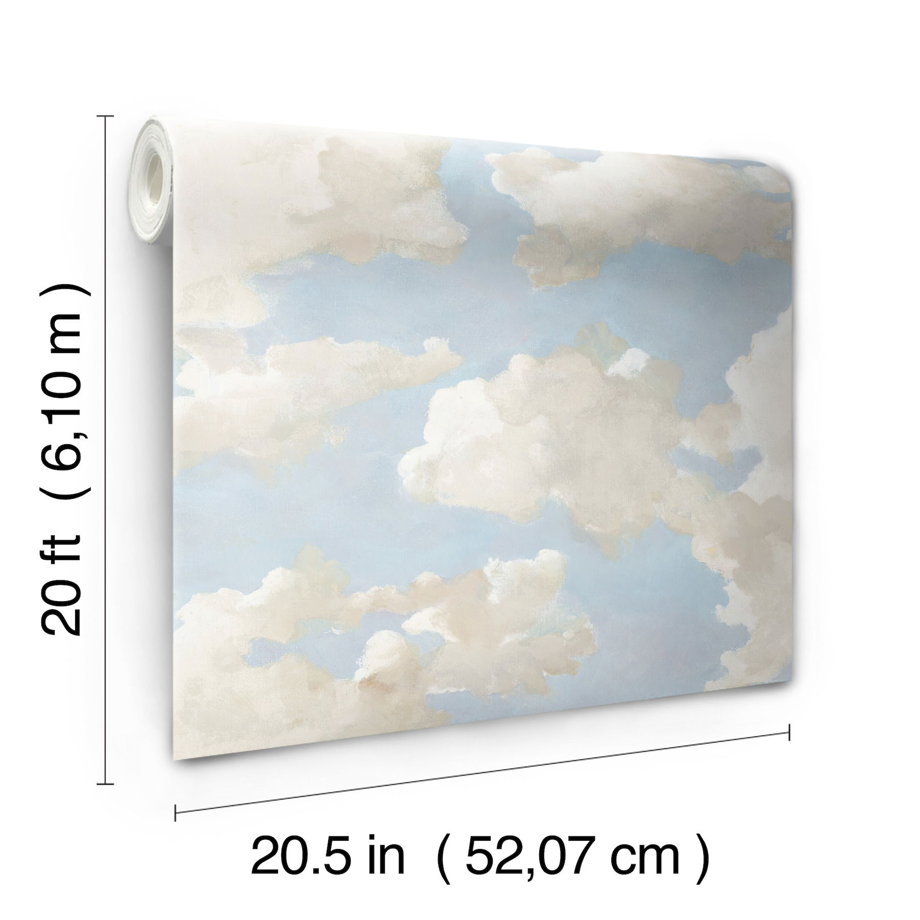 Clouds on Canvas Blue Peel & Stick Wallpaper large image 