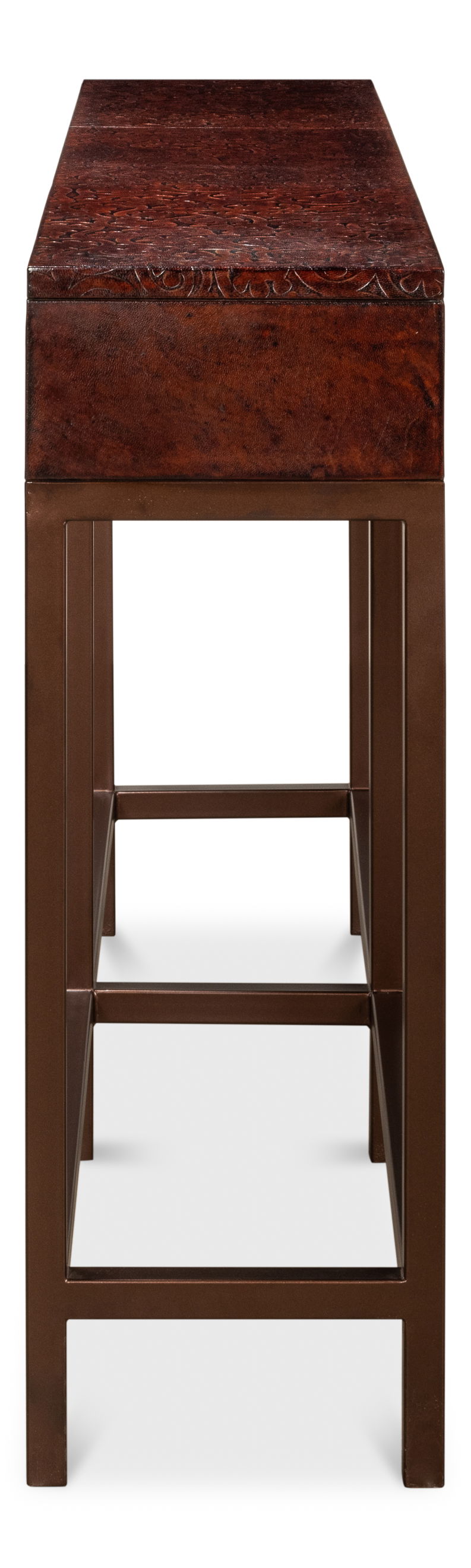 Campaign Embossed Console, Console Table by Sarreid, 60" length x 12" width x 35" height View 4