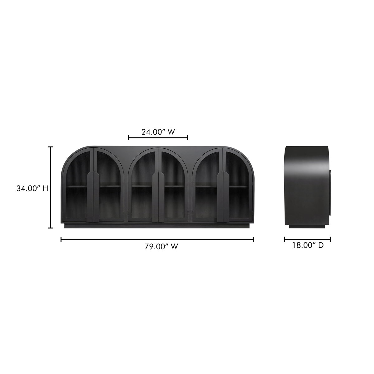 Salone Sideboard Black, Cabinets & Sideboard by Moe's Home, 79" width x 34" height x 18" depth View 14