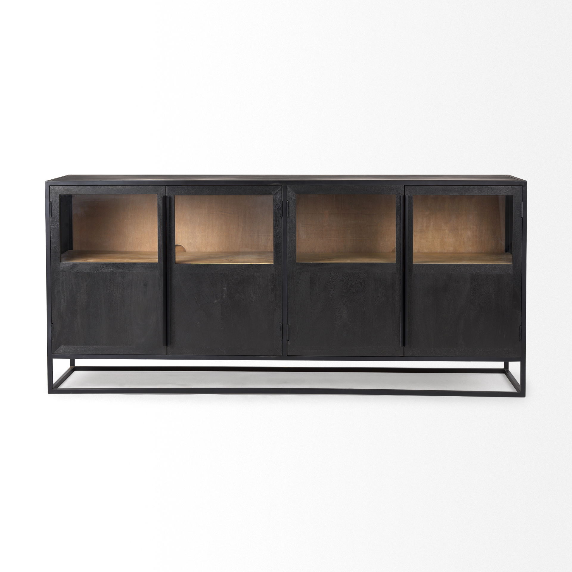 Sloan 80.0L x 17.0W x 36.0H Black Wood with Black Metal Frame Sideboard large image 
