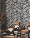 Palm Cove Toile White & Black Wallpaper thumbnail 1