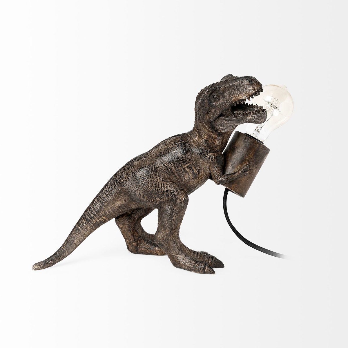 Raptor (10.6'H) Dark Tone Resin Tyrannosaurus Rex Table Lamp, by Mercana, 12.01" length x 5.91" width x 10.63" height View 6