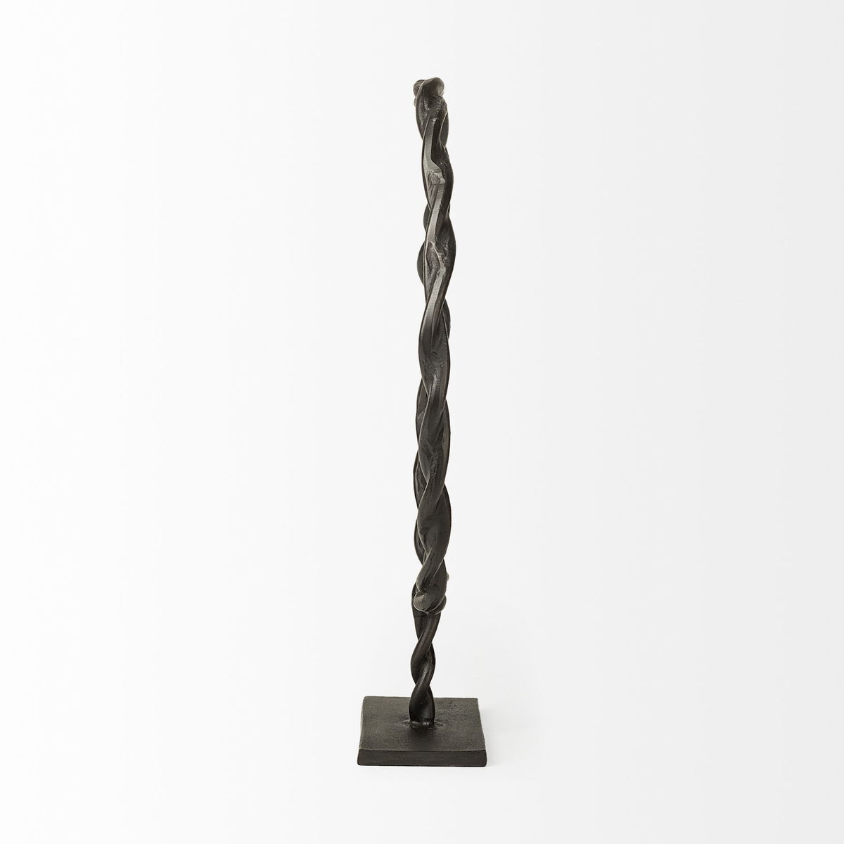 Rizwan (Large) Black Aluminum Braided Circular Object, Decorative Object by Mercana, 18.5" length x 3.3" width x 23" height View 4