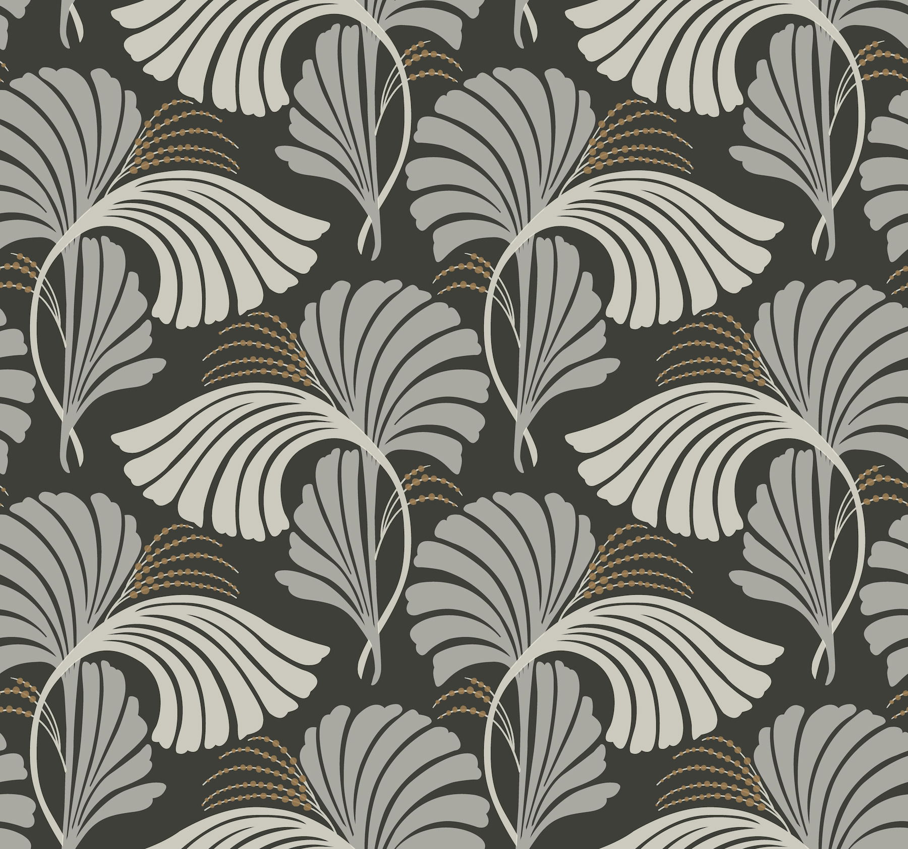 Dancing Leaves Black Wallpaper large image 