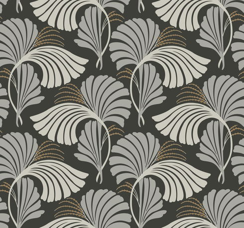 Dancing Leaves Black Wallpaper