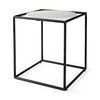 Austen 20L x 20W x 22H Round White Marble Top with Black Metal Frame Side Table thumbnail 0