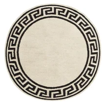 Online Designer Combined Living/Dining Greek Key Border Flatweave Round Rug