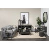 Arelius  36L x 18W Black-Brown Wood, Black Metal Base with 2 Glass Doors Accent Cabinet thumbnail 1