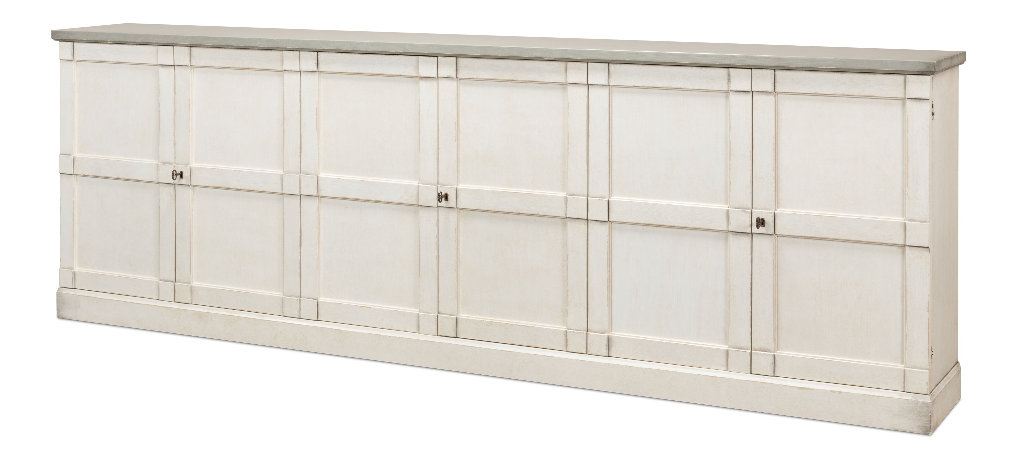 Luciana Wood Drs Buffet,112',St.Wht,Grey, Cabinets & Sideboard by Sarreid, 112" length x 15" width x 38" height View 1