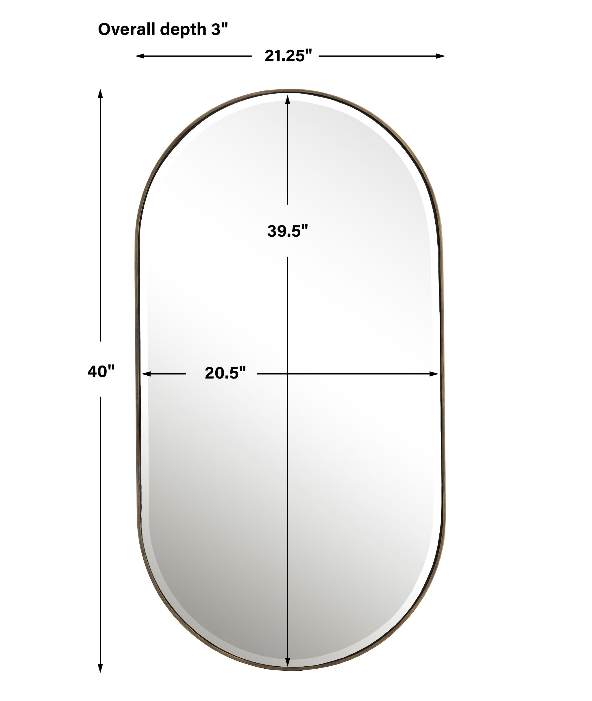 Lago Oval Gold Mirror, by Uttermost, 21.25" width x 40" height x 3" depth View 3