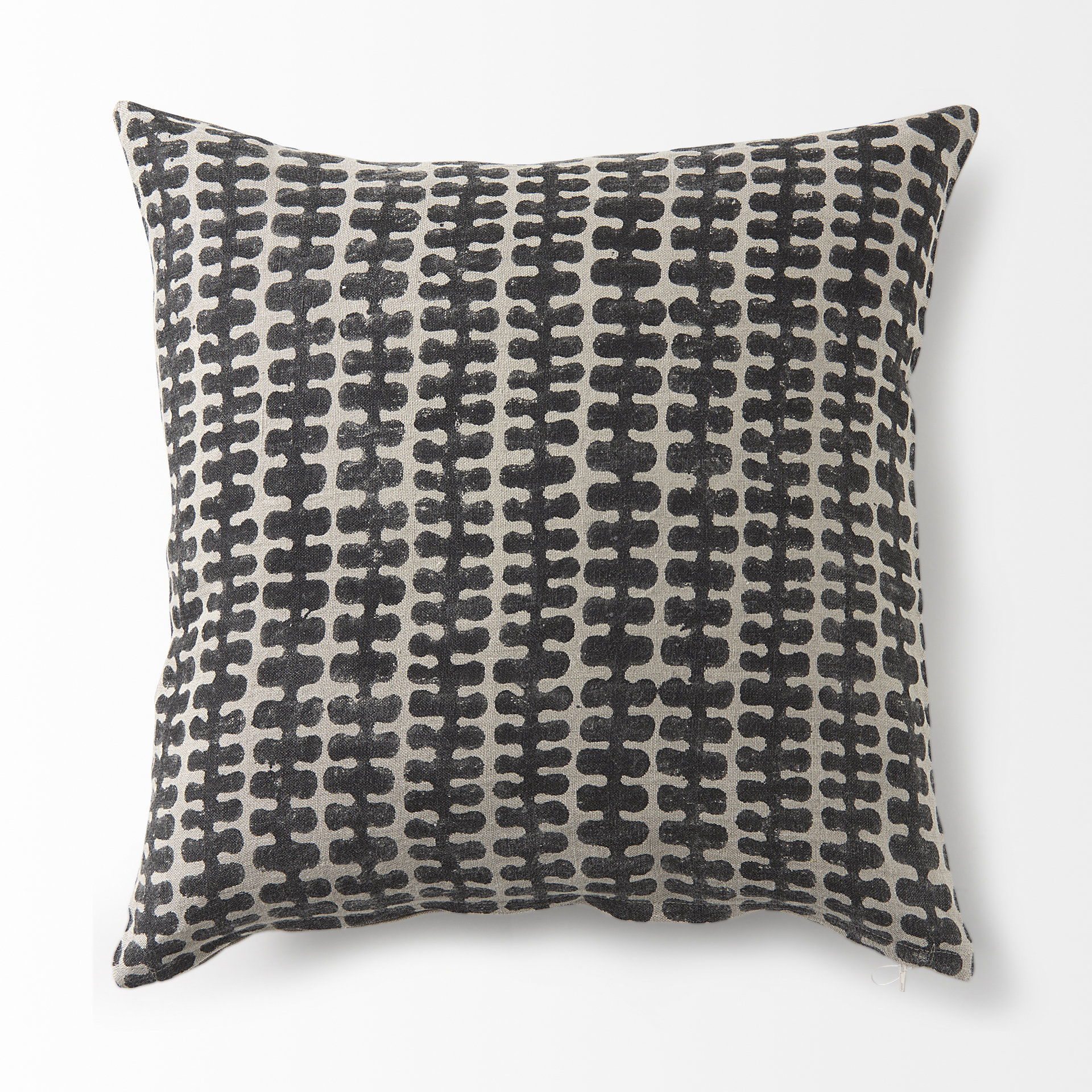 Miriam 18L x 18W Beige and Black Fabric Patterned Decorative Pillow Cover large image 