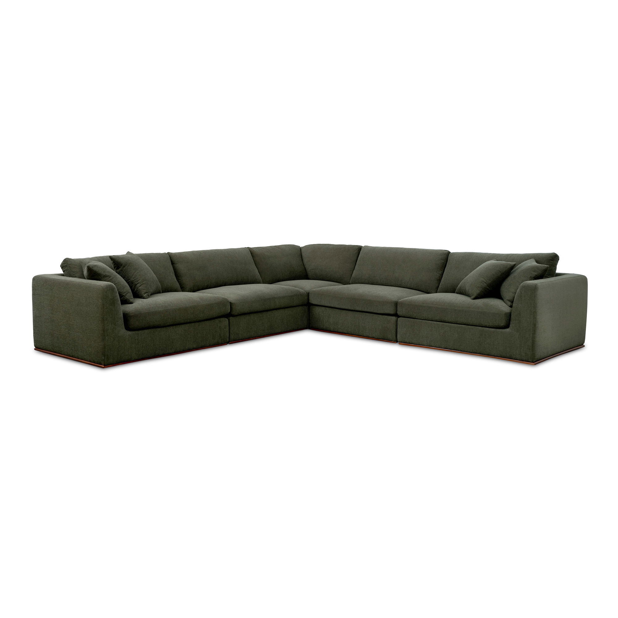 Rue Classic L Modular Sectional Dark Green, Sectional Sofa by Moe's Home, 136.2" width x 23.6" height x 136.2" depth View 1