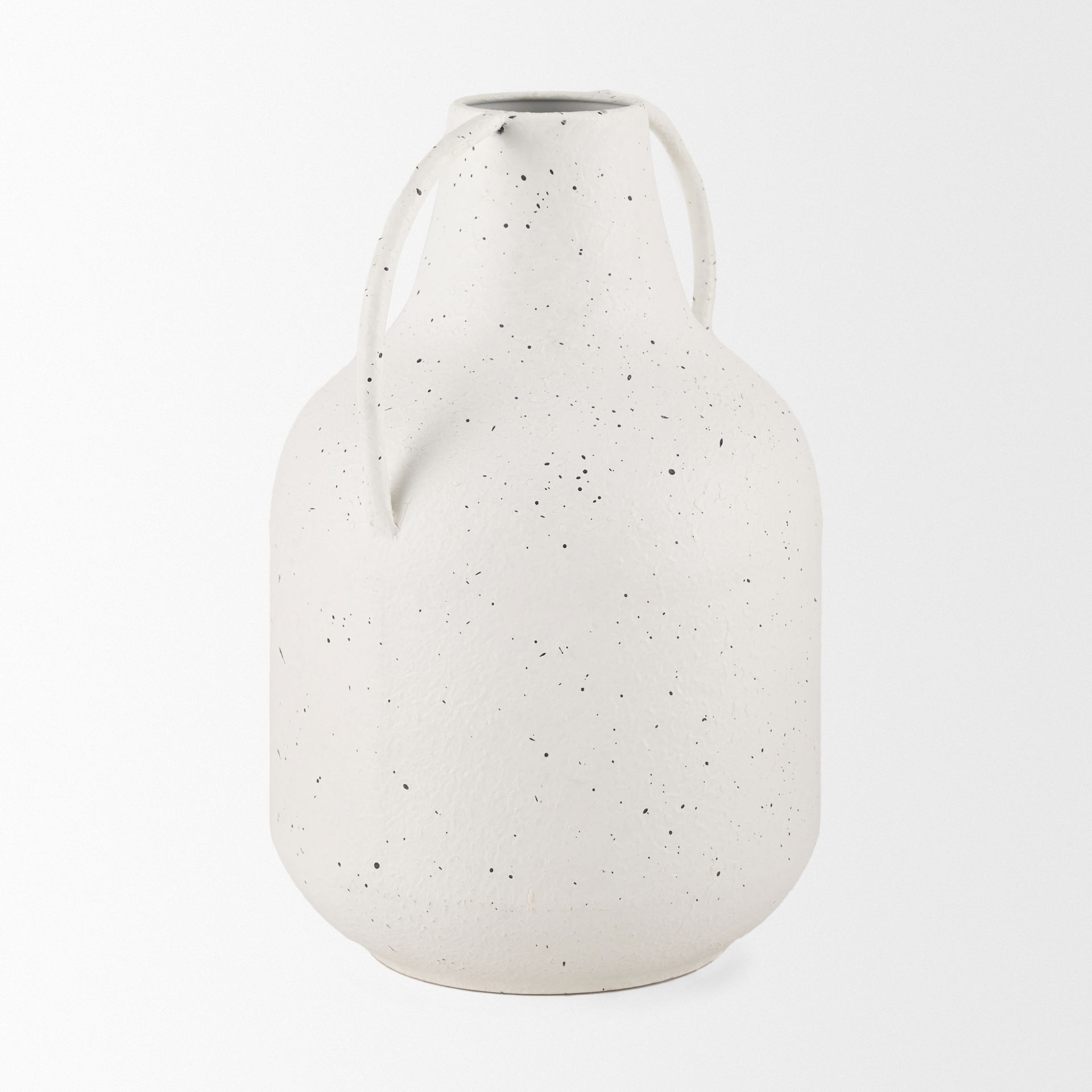 Treva Tall White with Black Speckles Metal Vase large image 