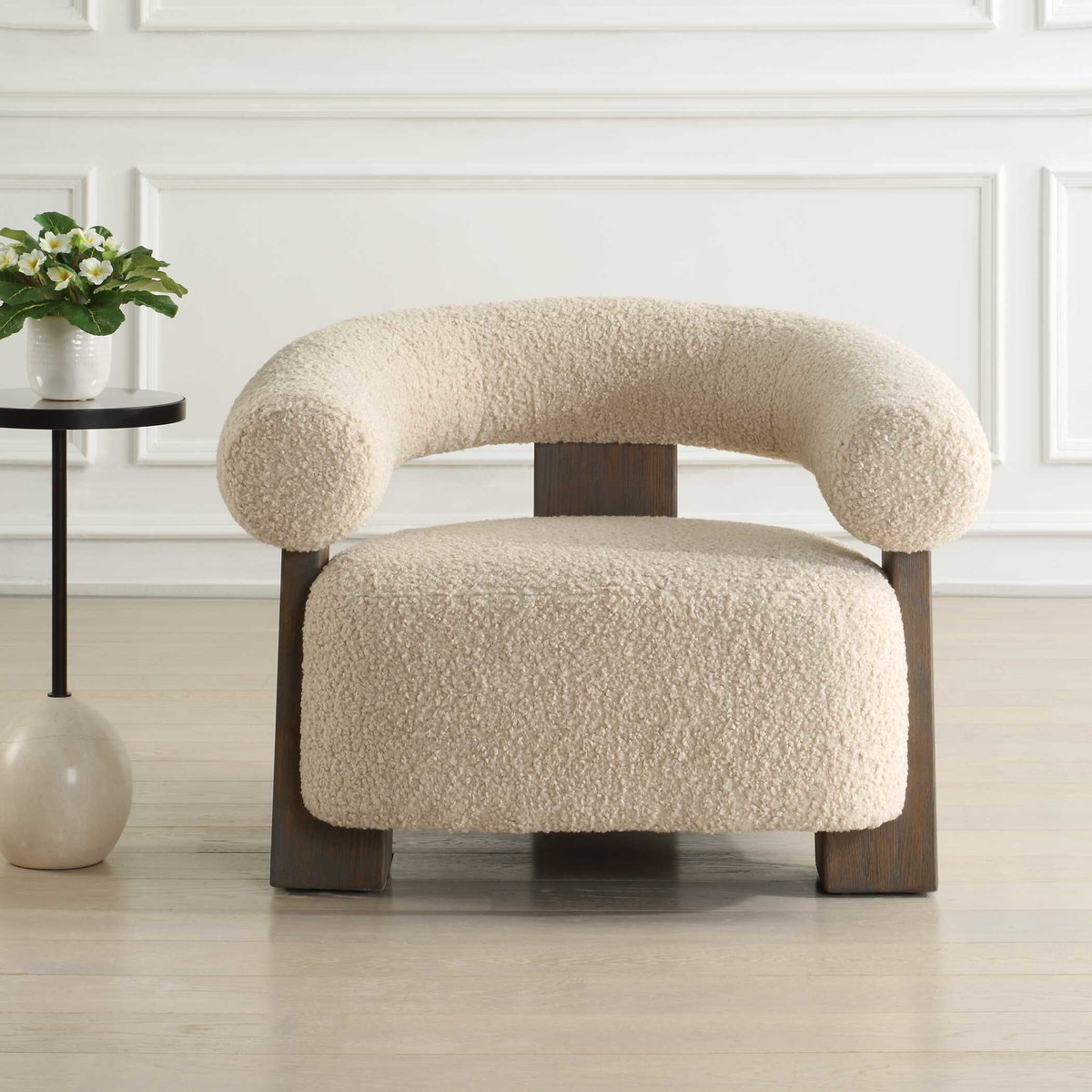 Lennox Shearling Accent Chair, by Uttermost, 38" width x 27" height x 31.5" depth View 2