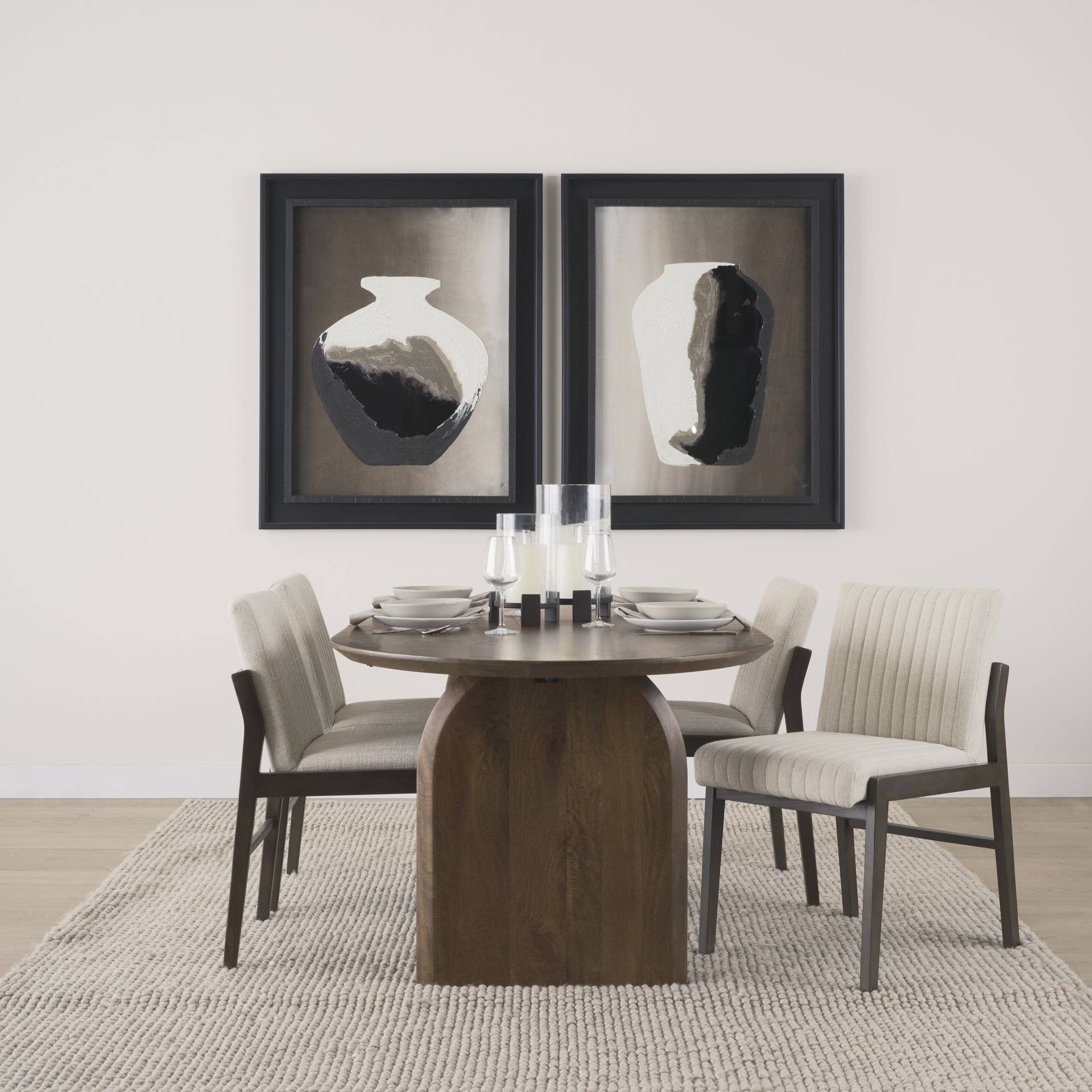 Isla Oval Dining Table with Dark Brown Wood Top & Arched Legs large image 