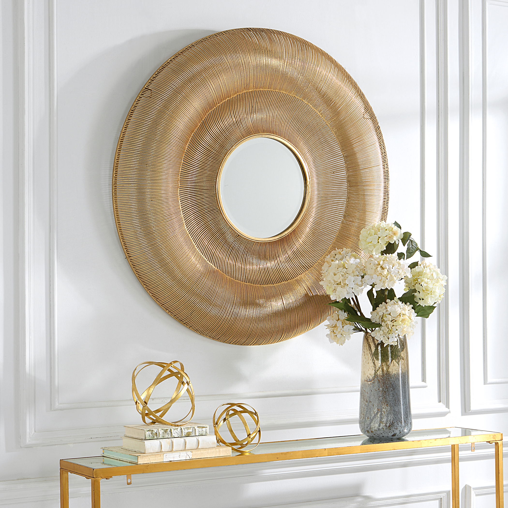 Bauble Round Gold Mirror large image 