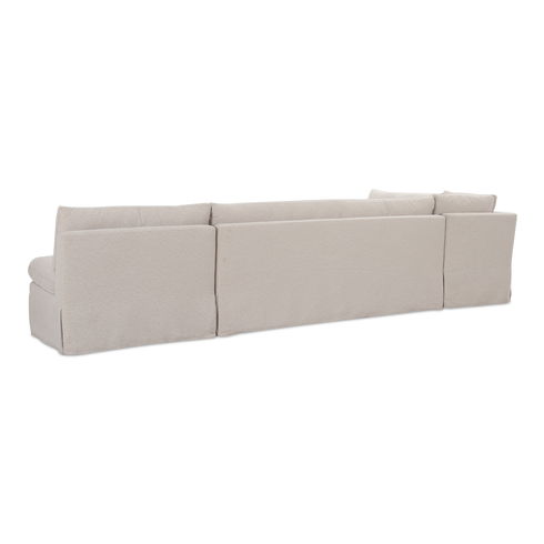 Fable Slipcover Dining Banquette L-shape Beige 139.5in